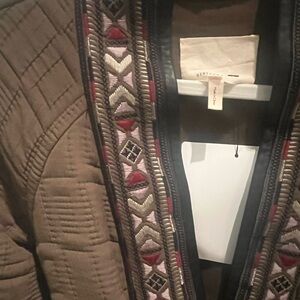 Rebecca Taylor embroidered coat with leather trim, NWOT